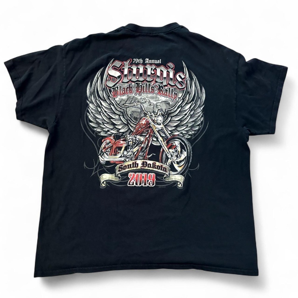Sturgis Black Hills Rally 2019 Motorcycle Biker Graphic T-Shirt Mens XL Black